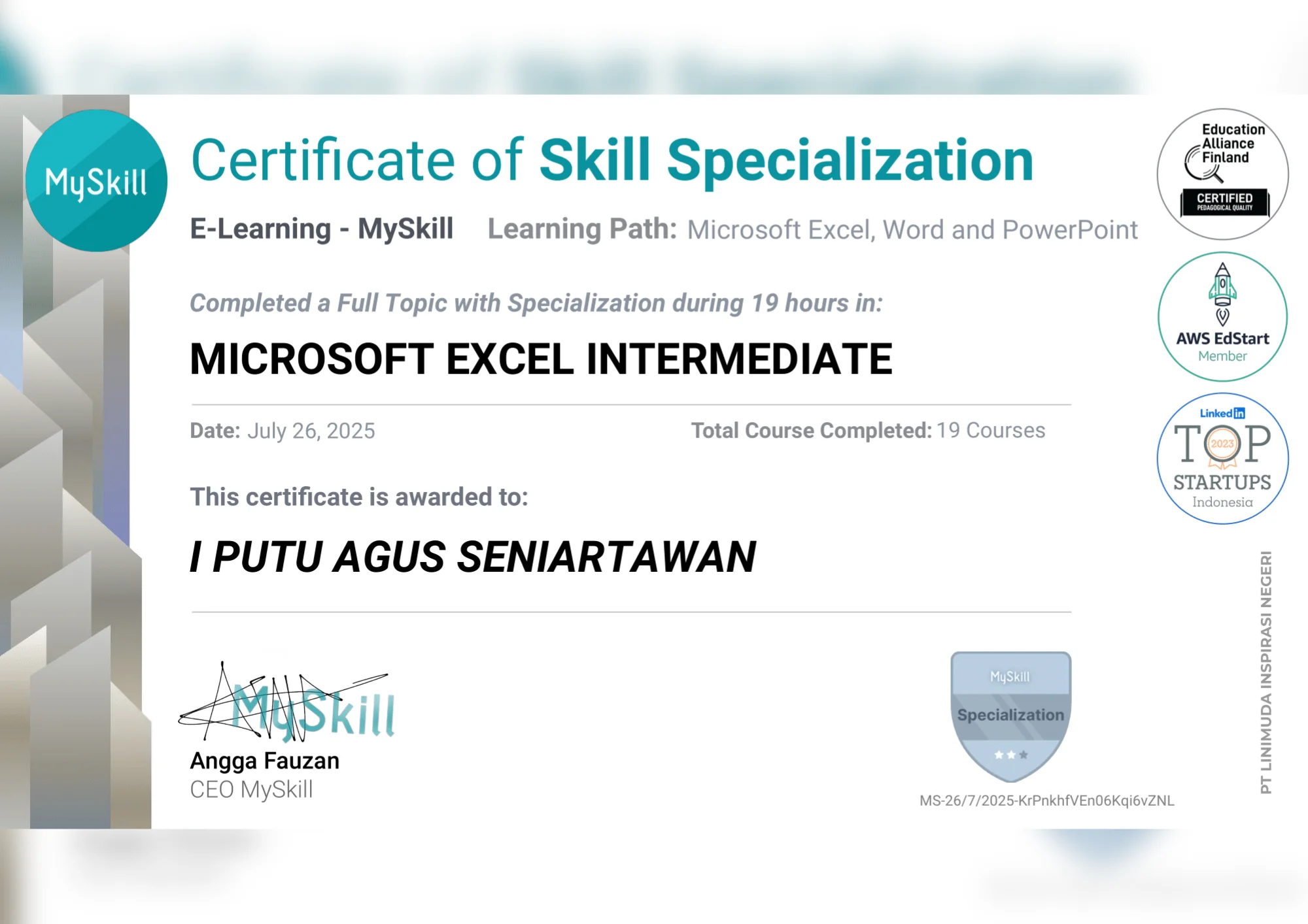 Microsoft Excel Intermediate